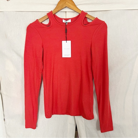 SOLD 🛑 Reiss Laurel Orange Ribbed Cutout Long Sleeve Top NWT - Picture 5 of 11